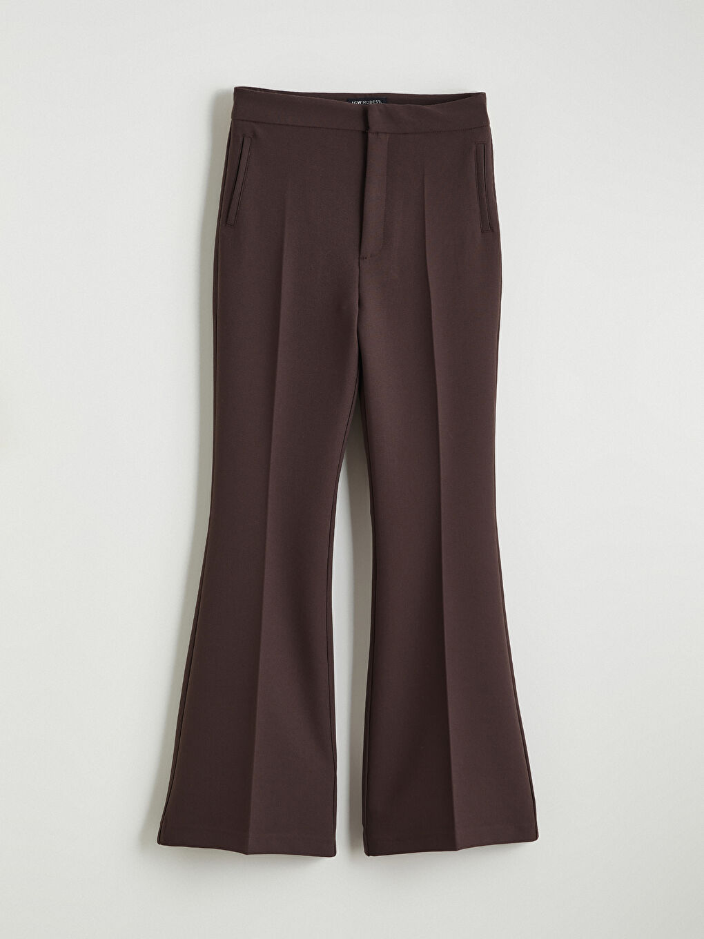 Kahverengi Dar Fit İspanyol Paça Kadın Pantolon-4