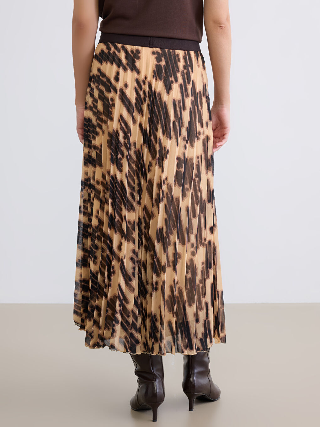 Өрнекті бүрмелі шифон белдемше серпімді белдікпен-6