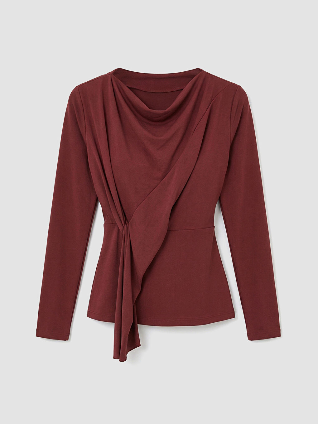 Mercan Dökümlü Yaka Büzgülü Bluz-4