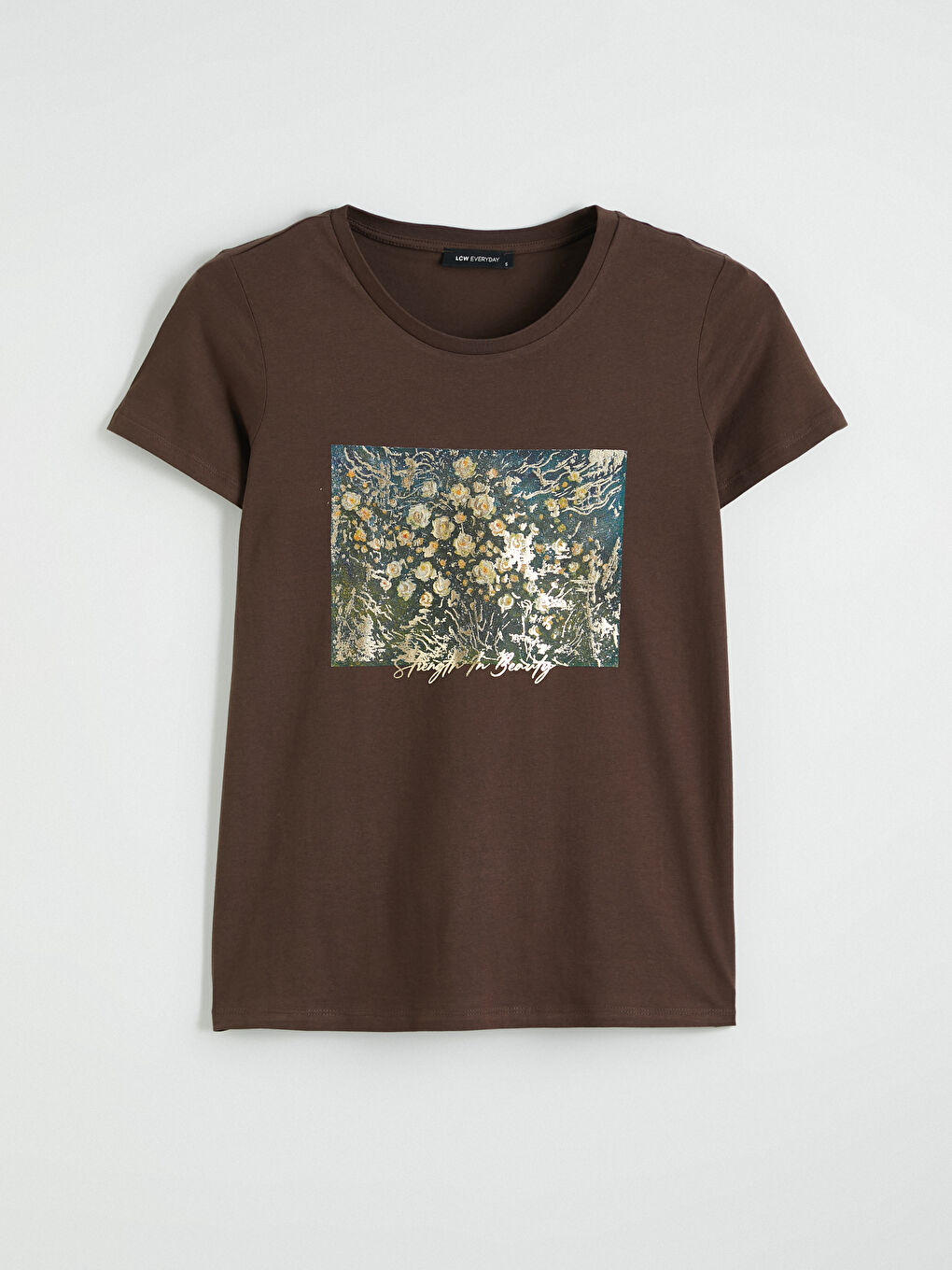 Tricou Imprimat cu Guler Rotund pentru Femei-4