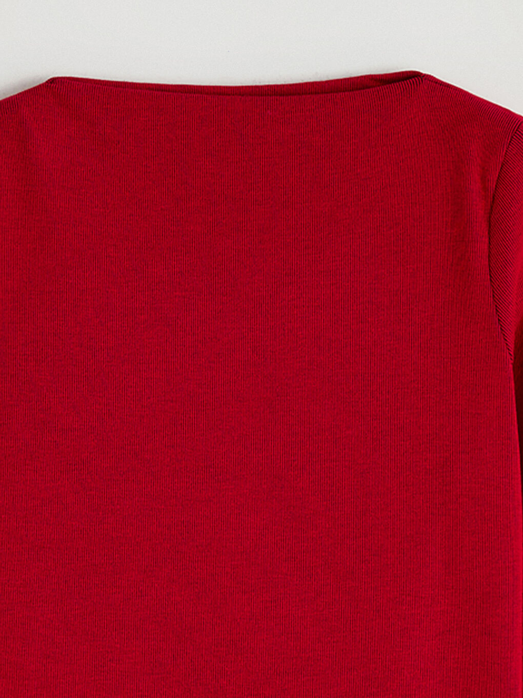 Kırmızı Kayık Yaka Fitilli Kadın Body-5