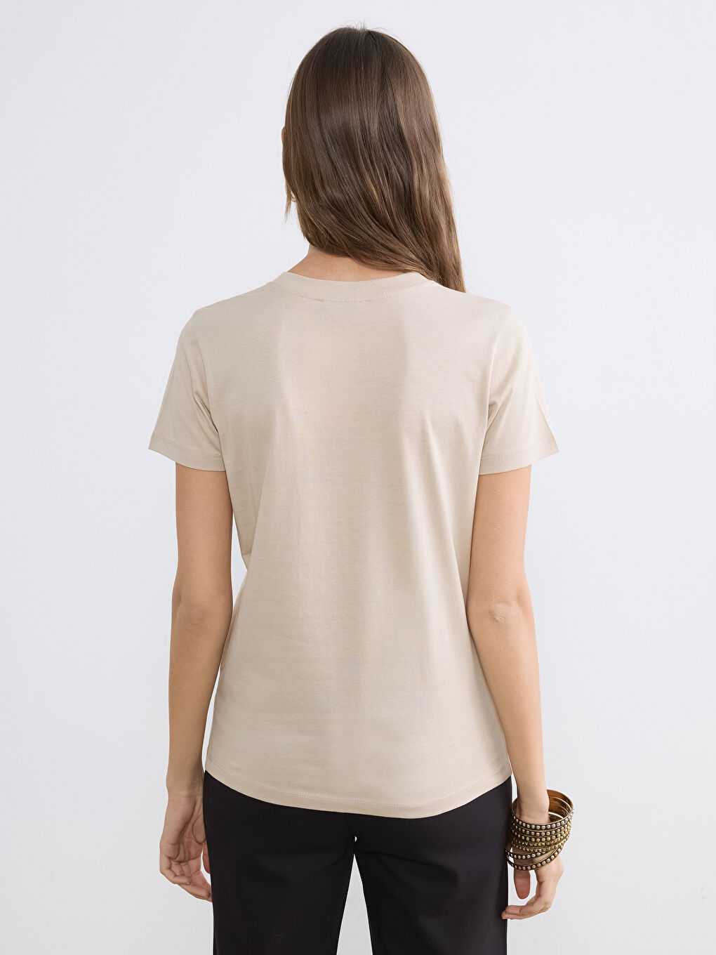Crew Neck Sequined Women's T-Shirt-3