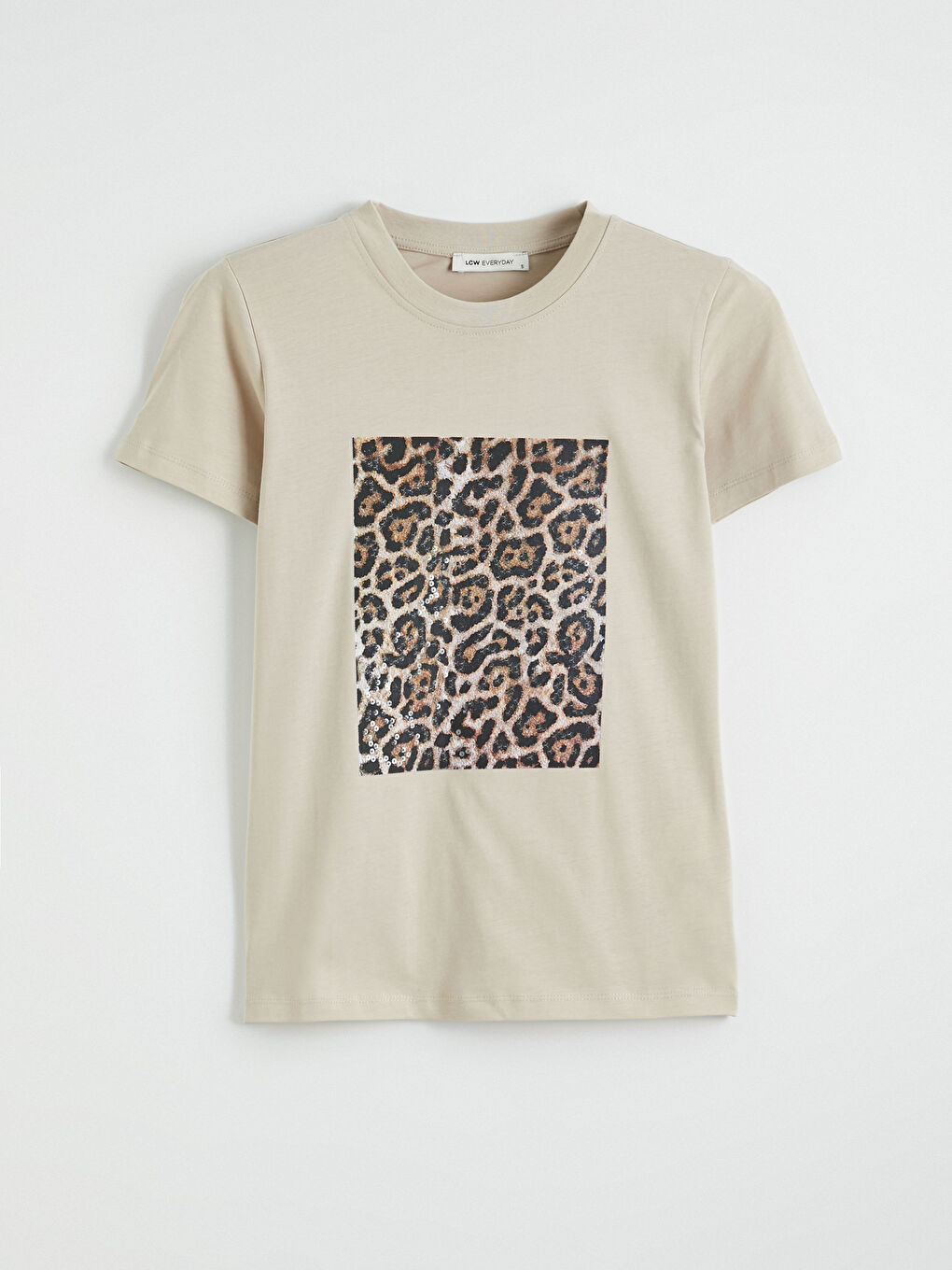 Crew Neck Sequined Women's T-Shirt-4