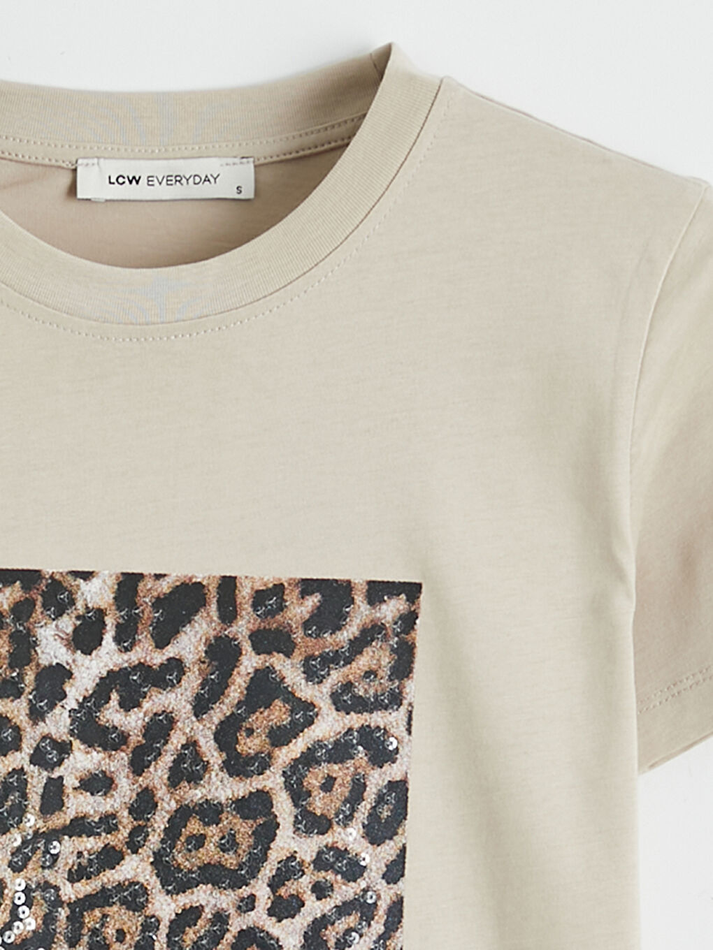 Crew Neck Sequined Women's T-Shirt-5