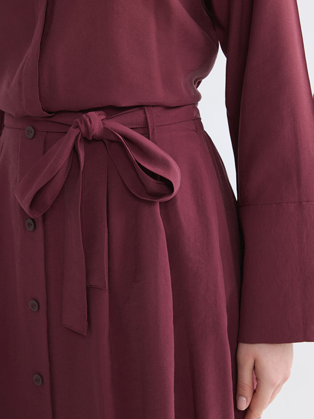 جيبة مودال مزيج بقصة A مع حزام-2