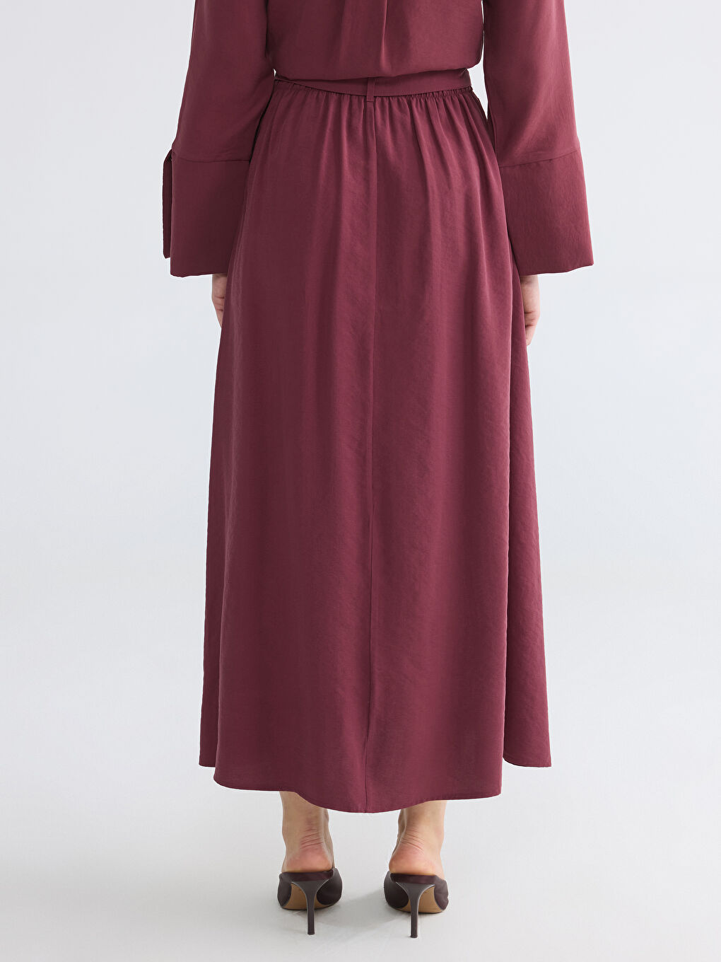 جيبة مودال مزيج بقصة A مع حزام-3