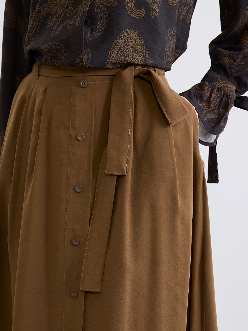 Belted A-Line Modal Blend Skirt-2