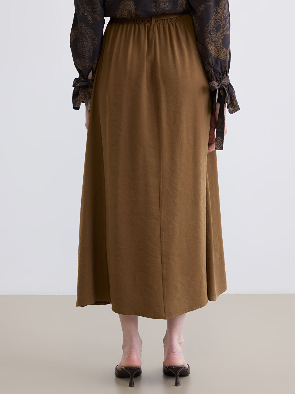 Belted A-Line Modal Blend Skirt-3