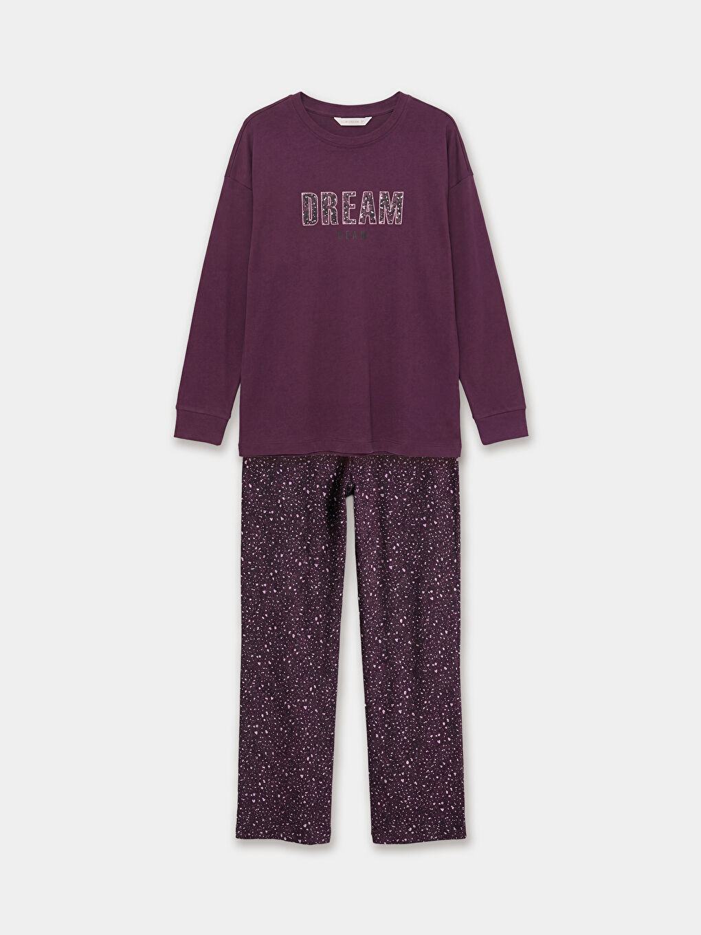 Женский пижамный комплект с круглым вырезом и принтом-4