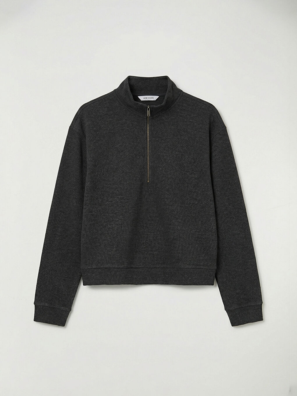 Antrasit Dik Yaka Desenli Soft Touch Kadın Sweatshirt-4