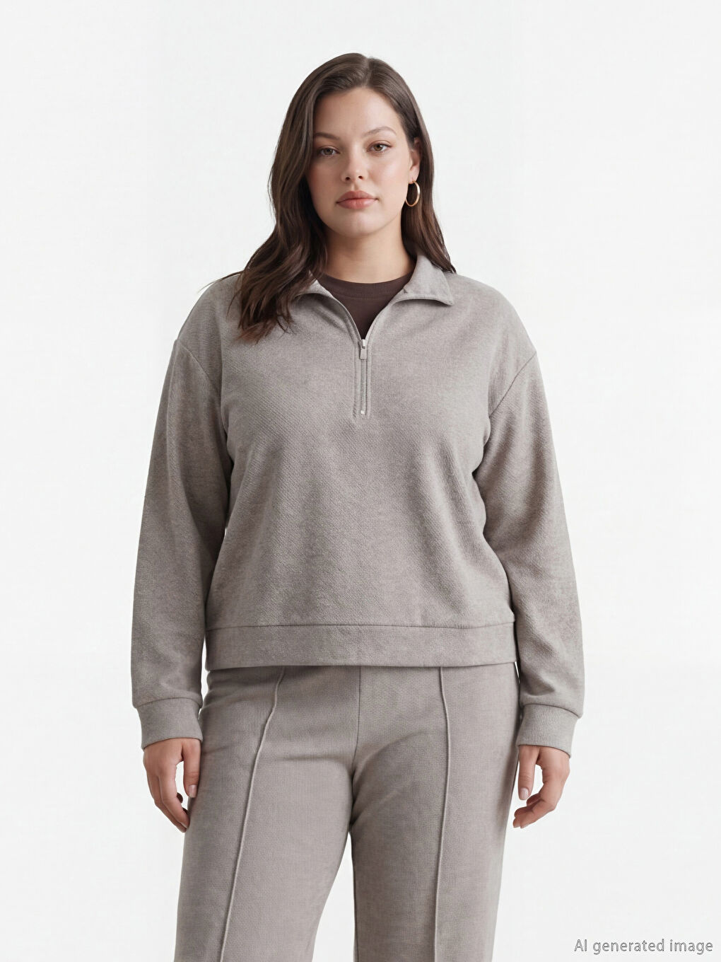 High Neck Patterned Soft Touch Women's Sweatshirt-1