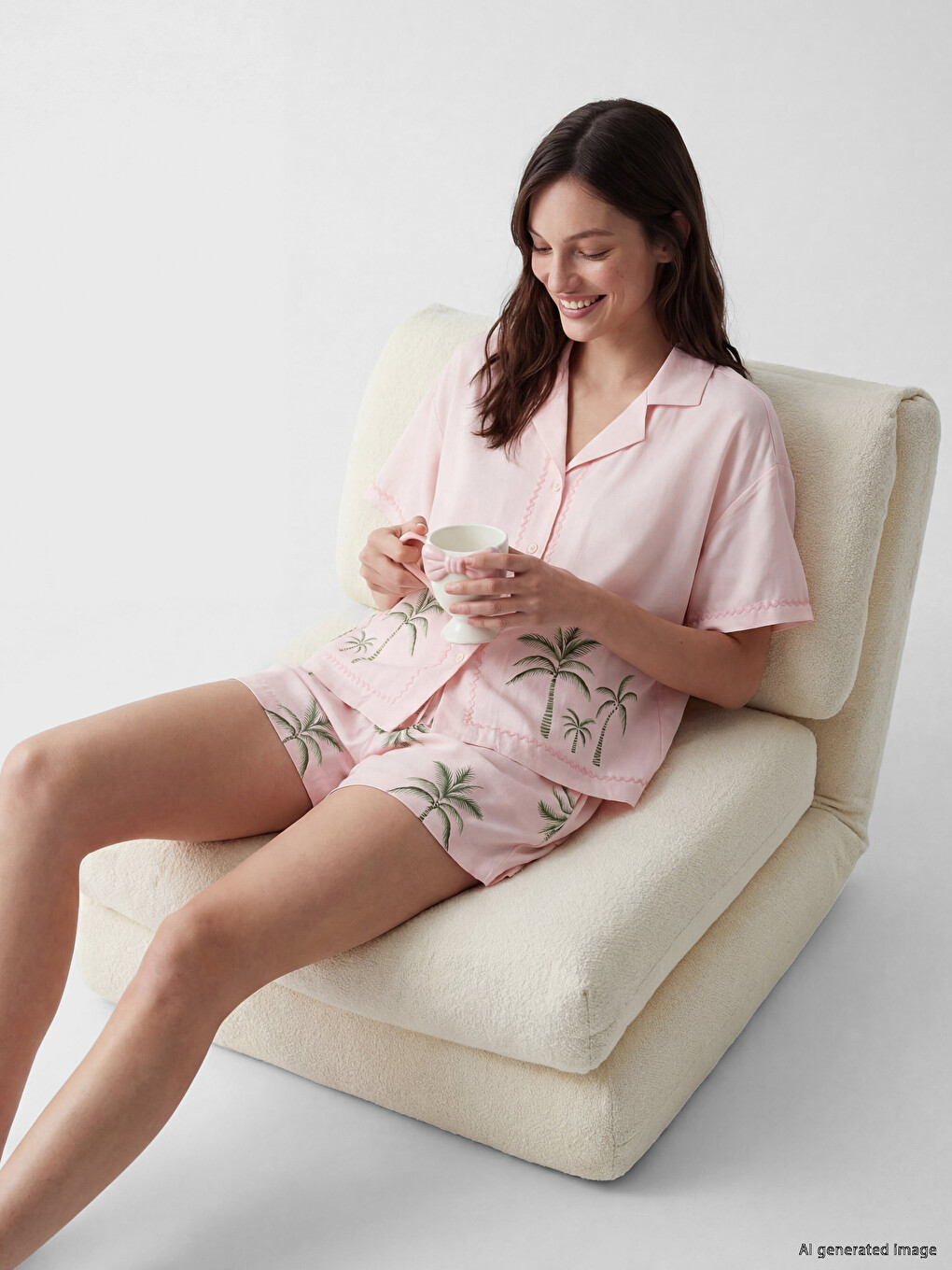 Femër Roze Set Pizhamash Të Shkurtra