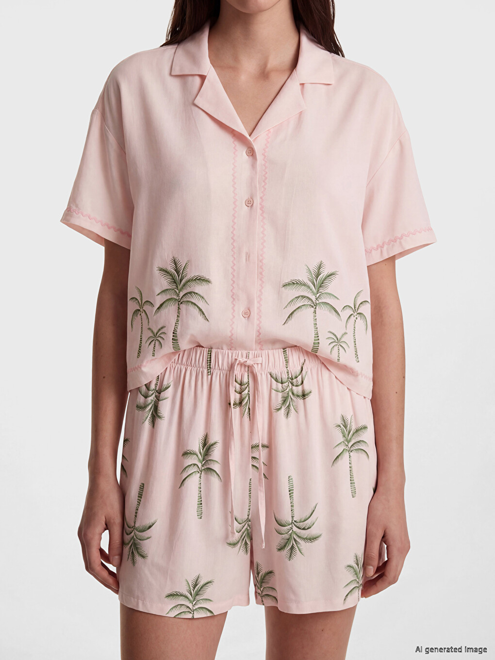 Femër Roze Set Pizhamash Të Shkurtra-2