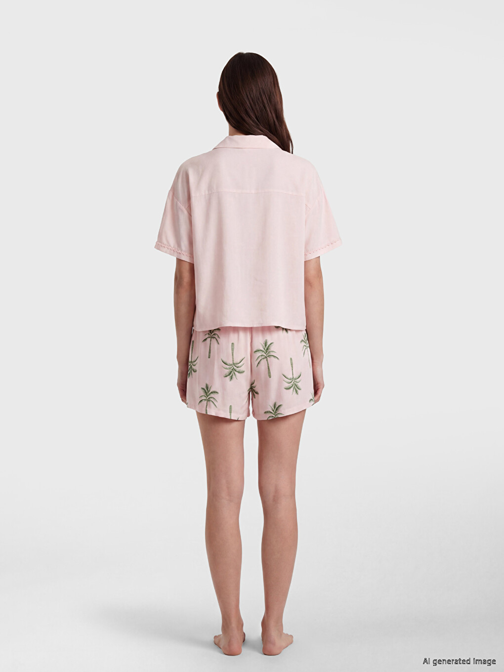 Femër Roze Set Pizhamash Të Shkurtra-3
