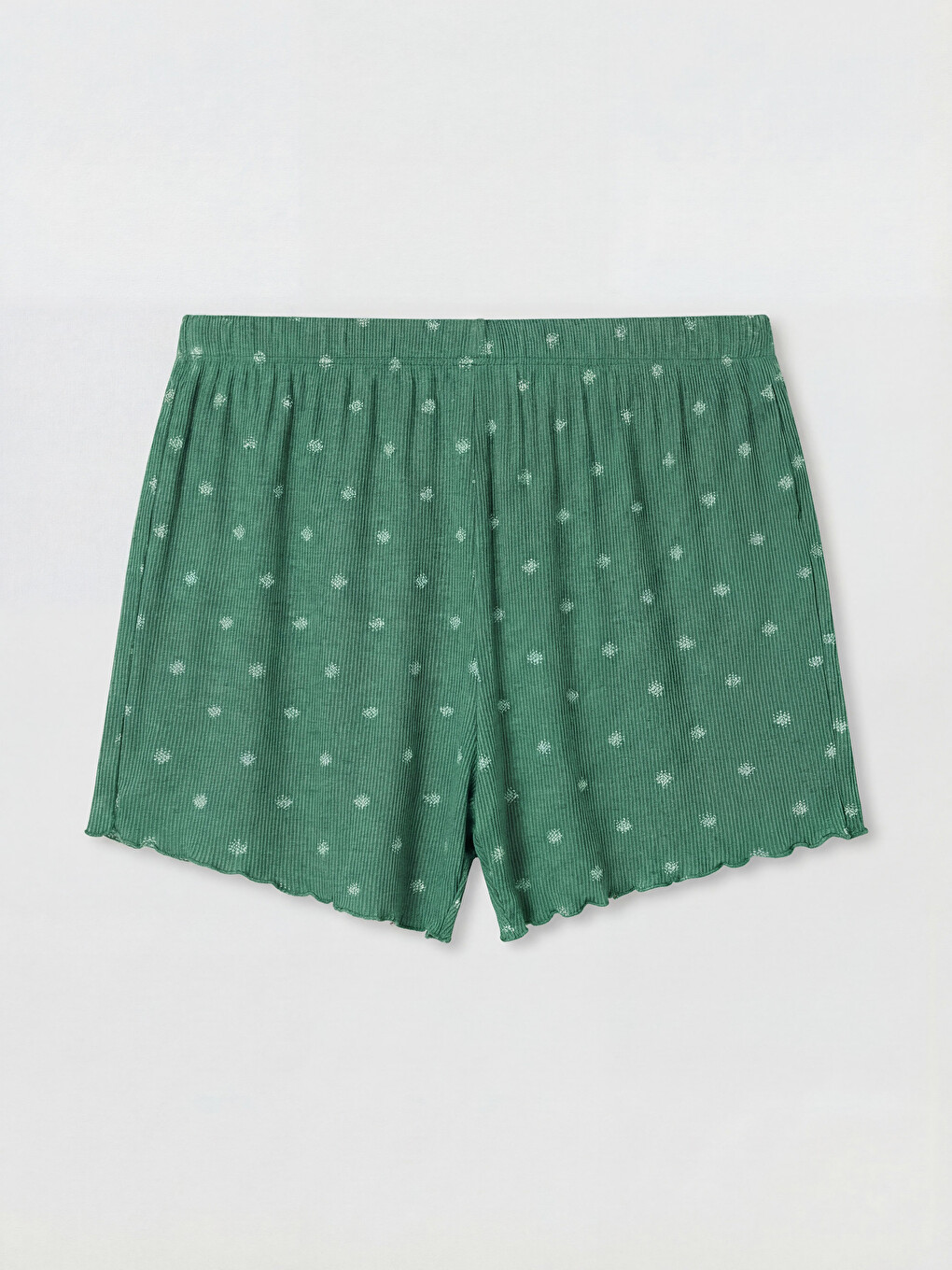 Yeşil Desenli Kadın Şortlu Pijama Takımı-8