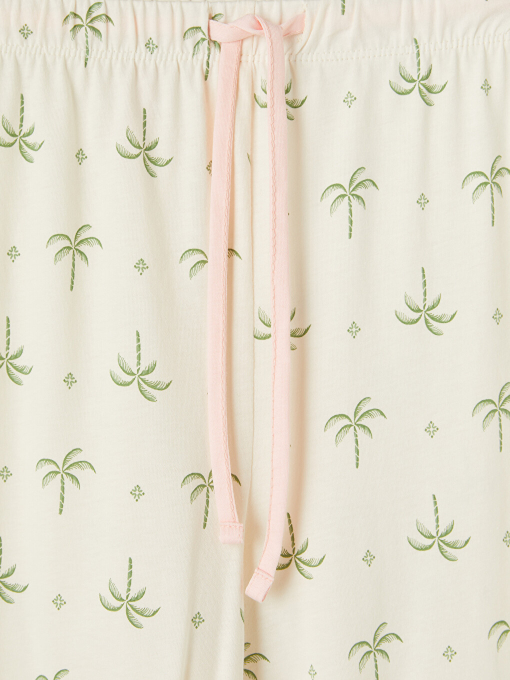 Ekru Beli Lastikli Kadın Pijama Altı-2