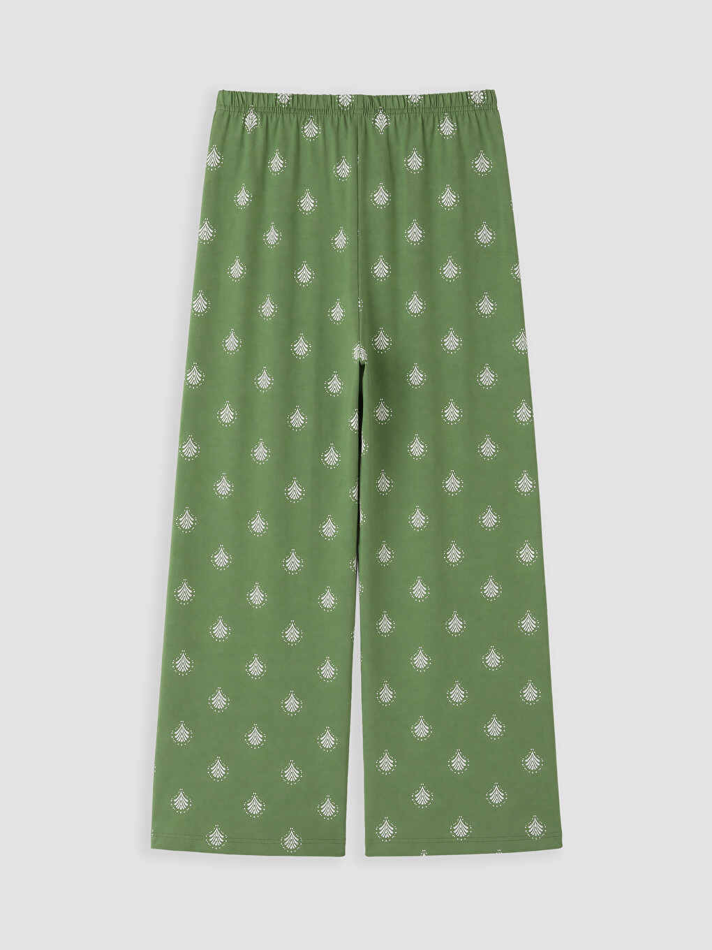Yeşil V Yaka Kadın Kaprili Pijama Takımı-4