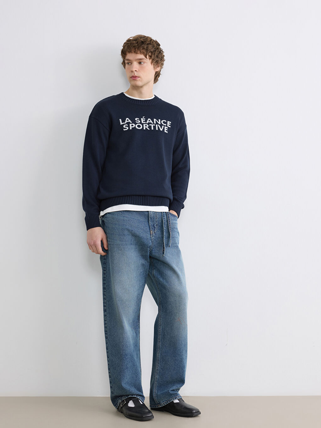 Мужчины Синий Свитер-1