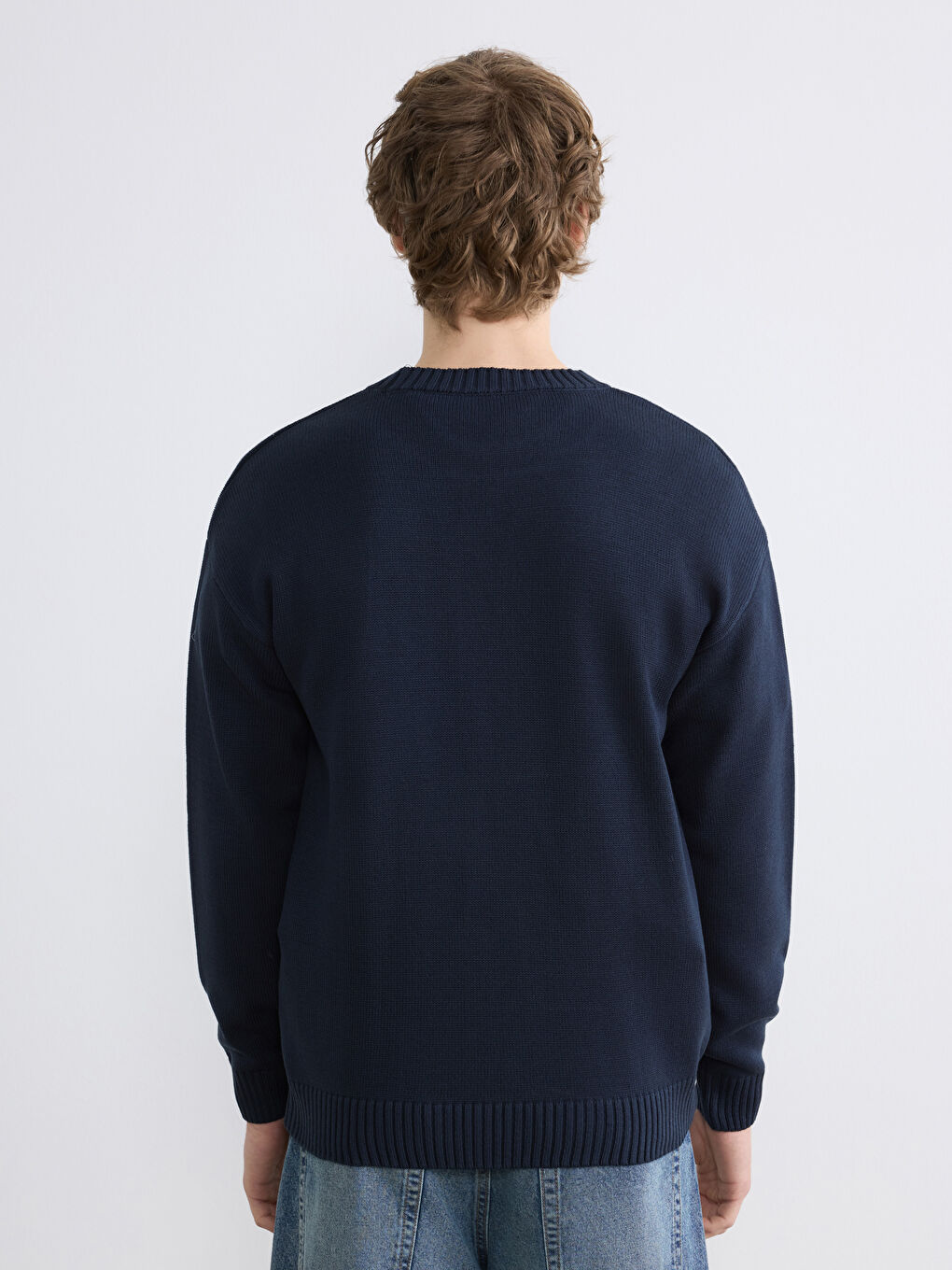 Мужчины Синий Свитер-3