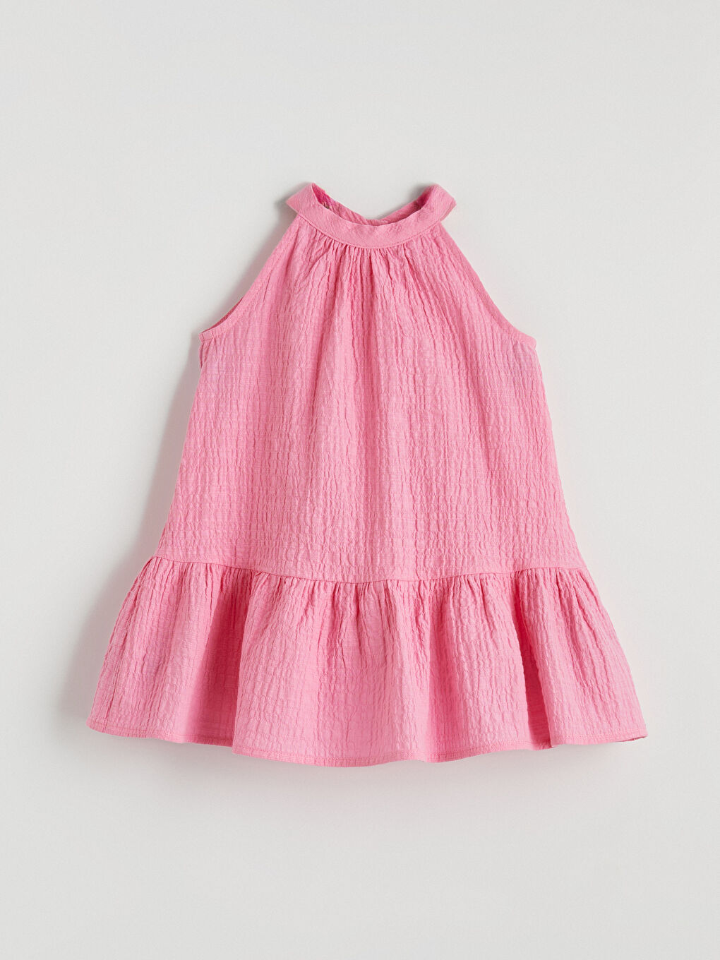 Pembe Halter Yaka Kız Çocuk Elbise