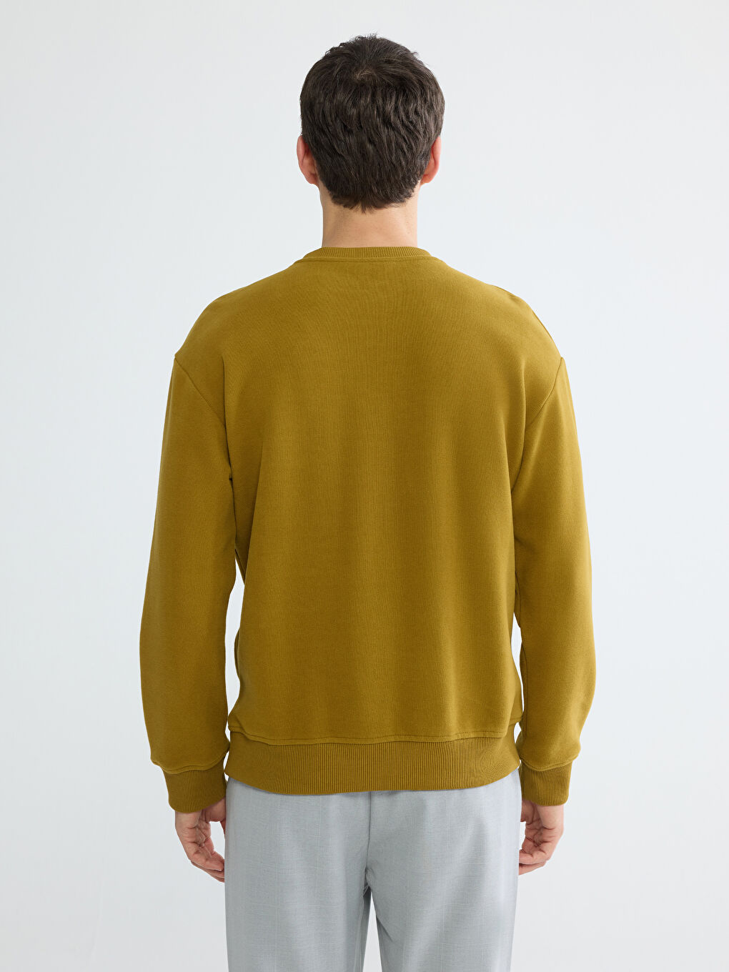 Yeşil Bisiklet Yaka Erkek Sweatshirt-3