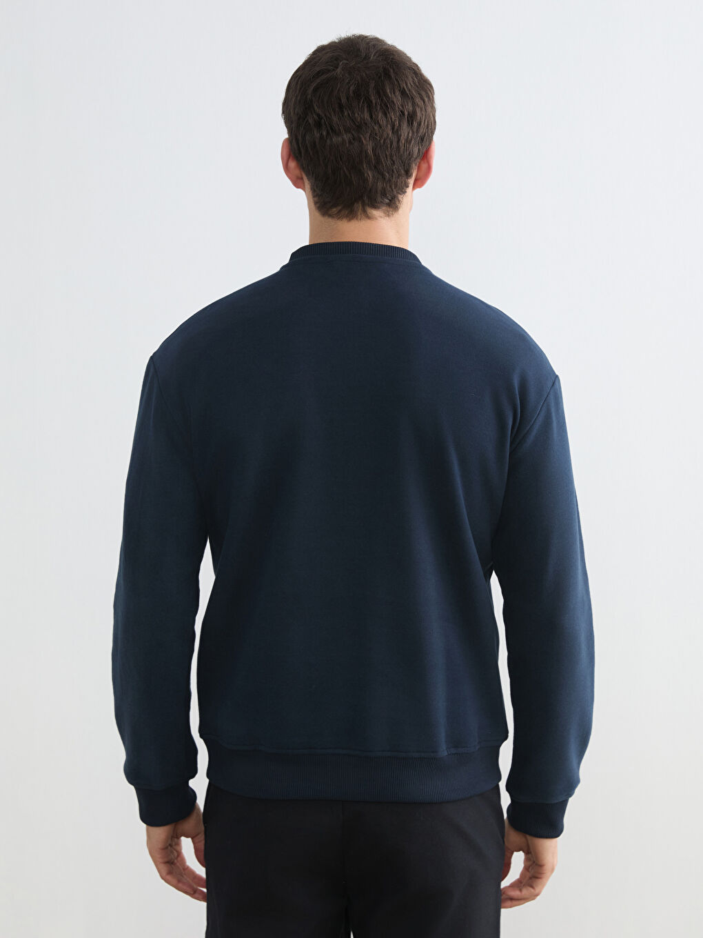 Lacivert Bisiklet Yaka Erkek Sweatshirt-3