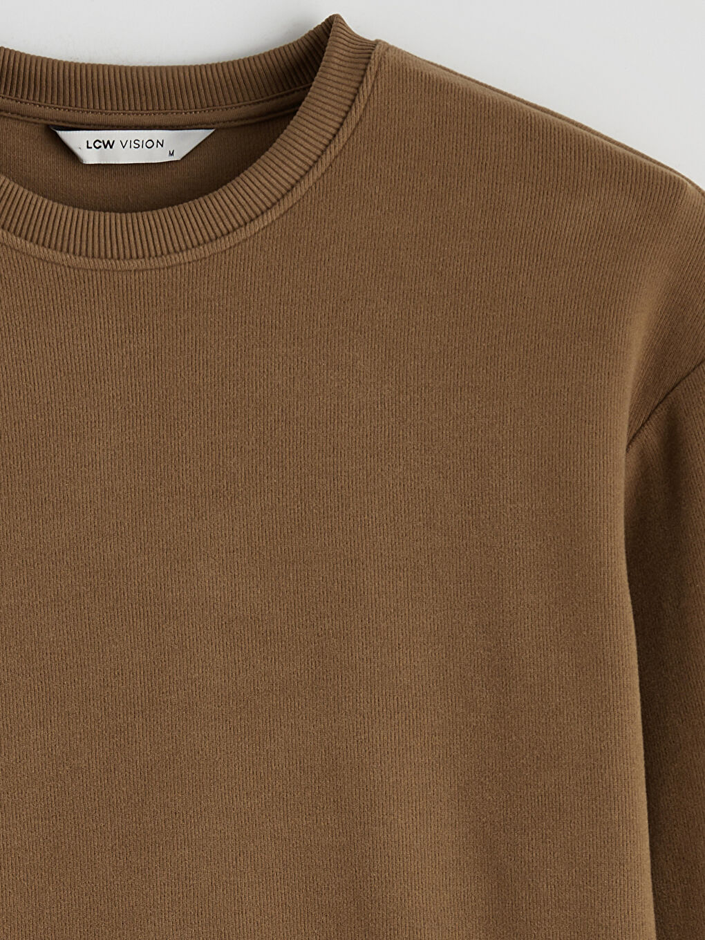 Kahverengi Bisiklet Yaka Erkek Sweatshirt-1