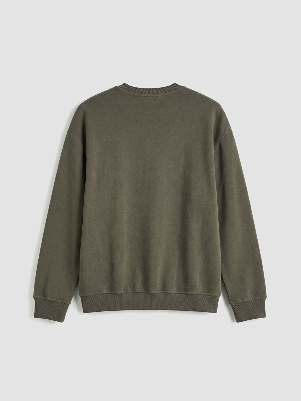Haki Bisiklet Yaka Erkek Sweatshirt-1