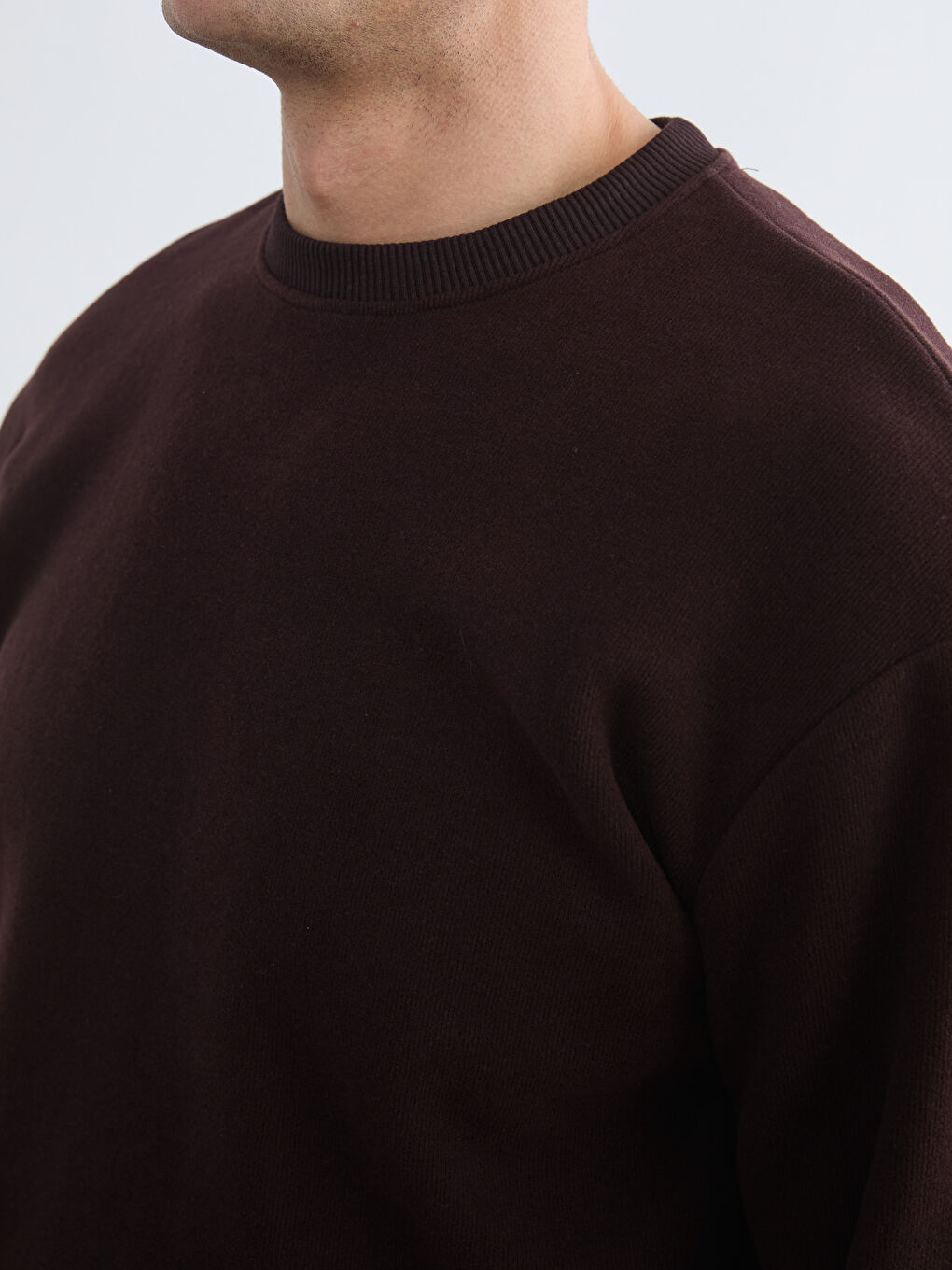 Kahverengi Bisiklet Yaka Erkek Sweatshirt-2