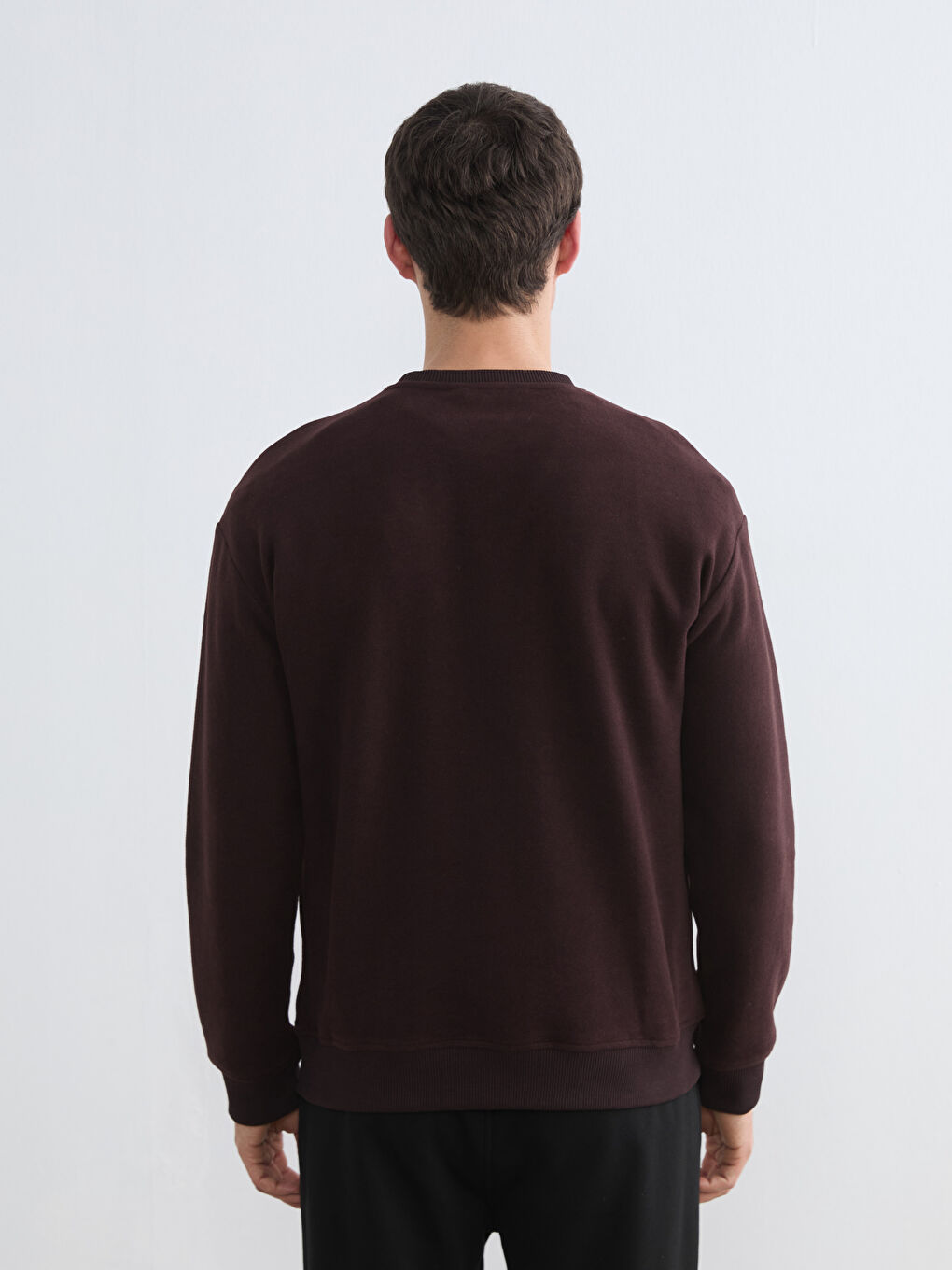 Kahverengi Bisiklet Yaka Erkek Sweatshirt-3