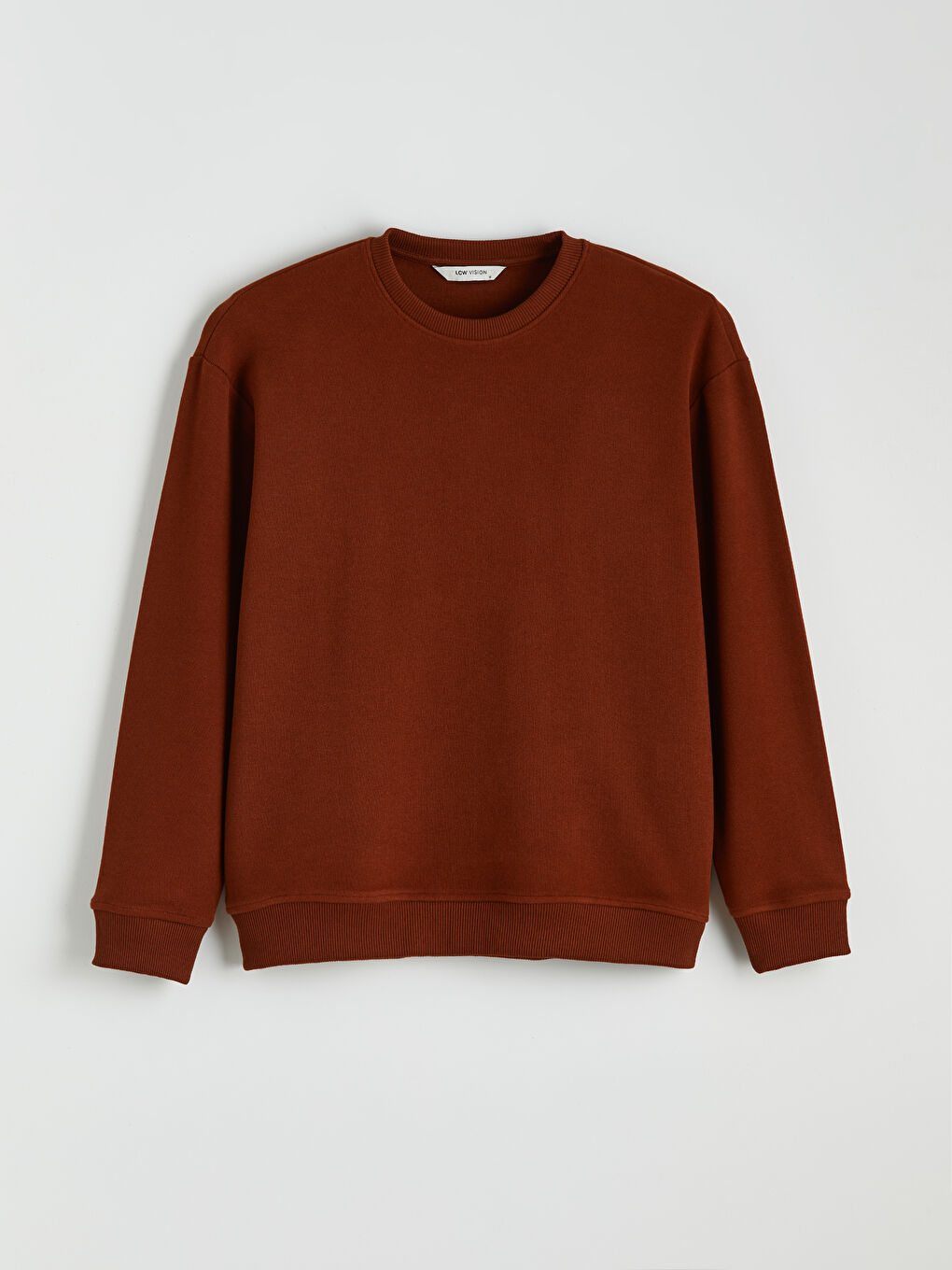 Kahverengi Bisiklet Yaka Erkek Sweatshirt