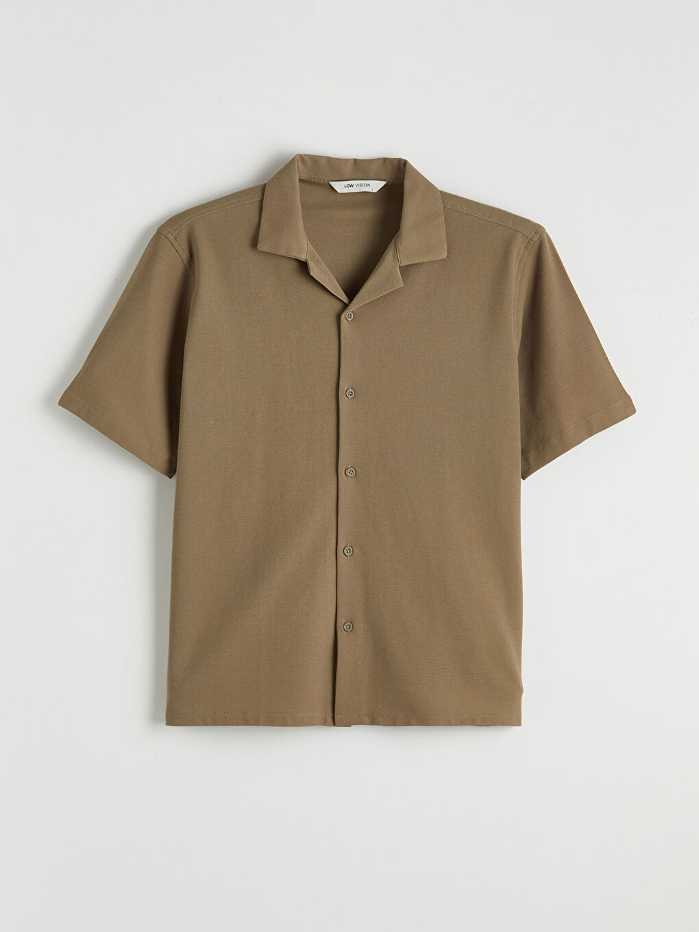 Haki Regular Fit Kısa Kollu Resort Yaka Erkek Gömlek