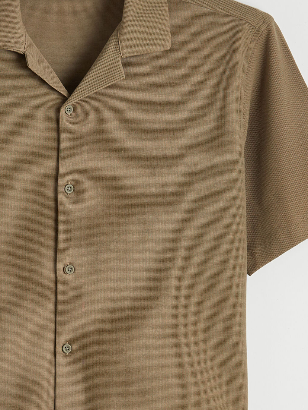 Haki Regular Fit Kısa Kollu Resort Yaka Erkek Gömlek-2