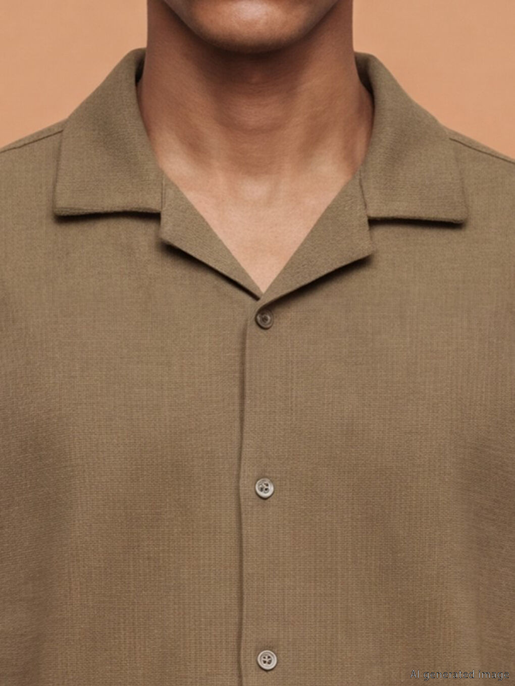 Haki Regular Fit Kısa Kollu Resort Yaka Erkek Gömlek-2