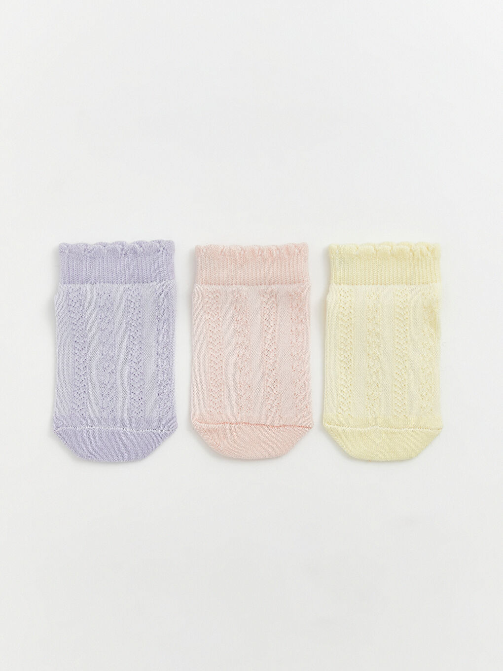 Lila Ajurlu Kız Çocuk Patik Çorap 3'lü