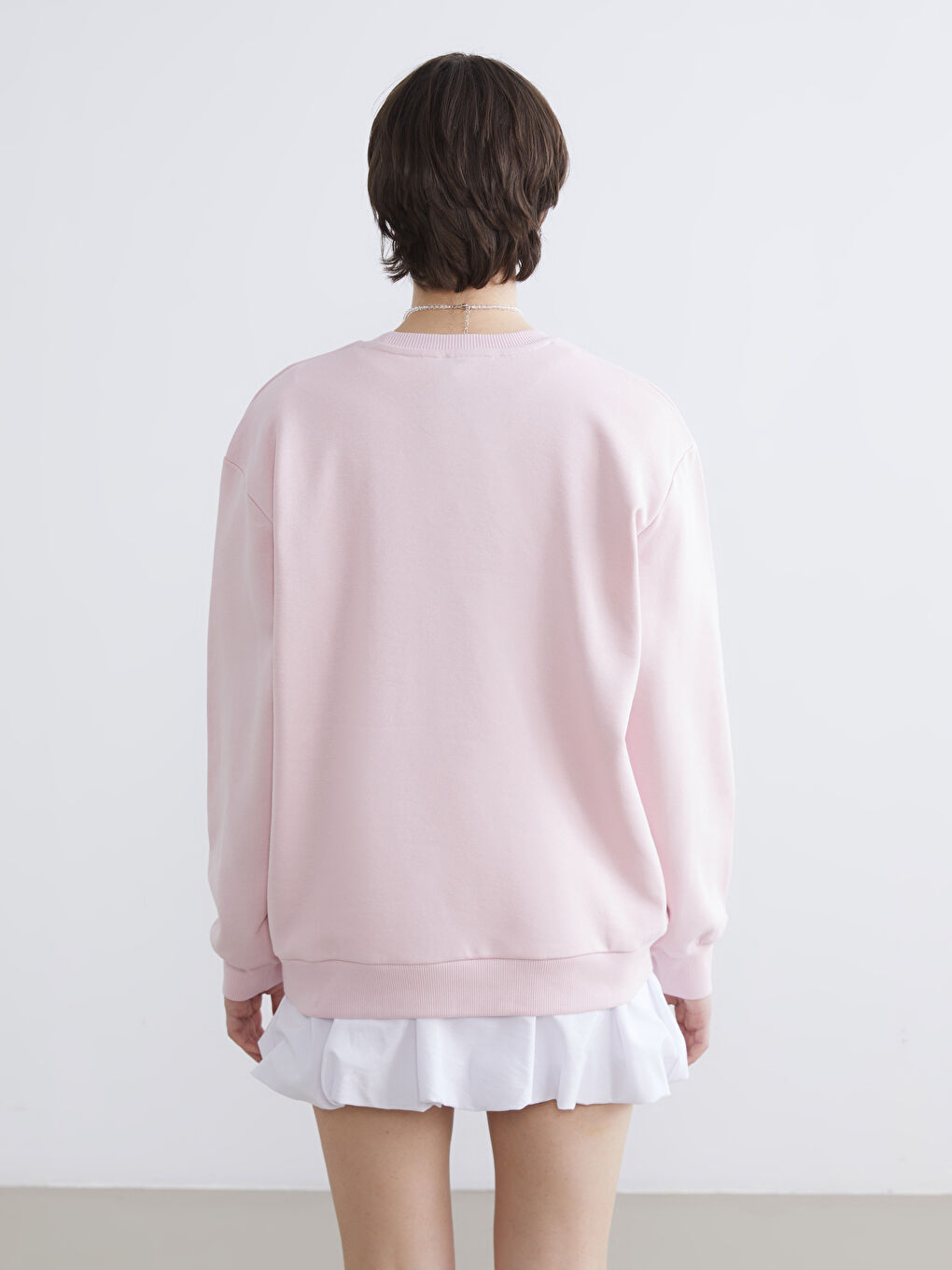 Pembe Hello Kitty Nakışlı Oversize Kadın Kalın Sweatshirt-3