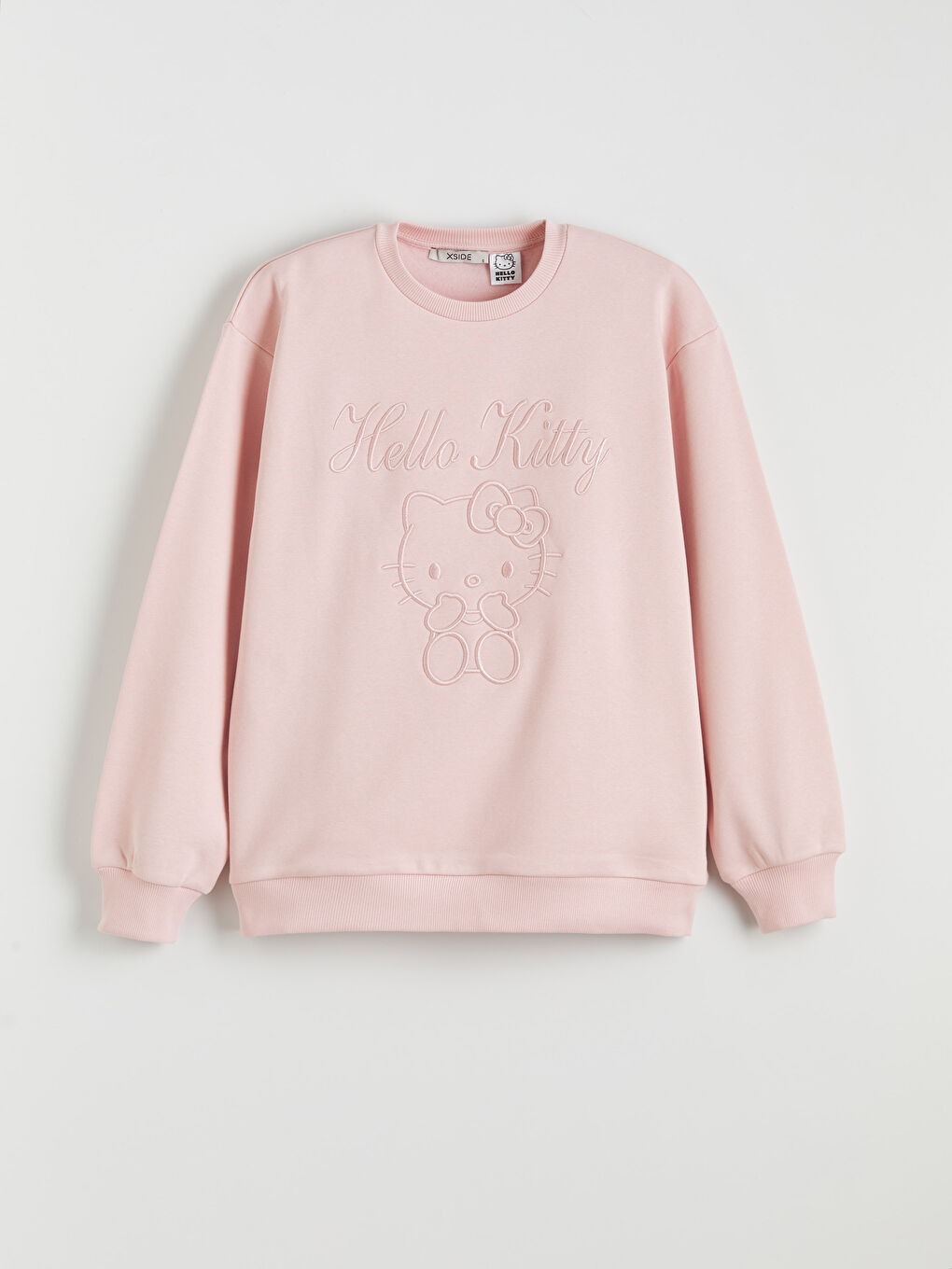 Pembe Hello Kitty Nakışlı Oversize Kadın Kalın Sweatshirt-4