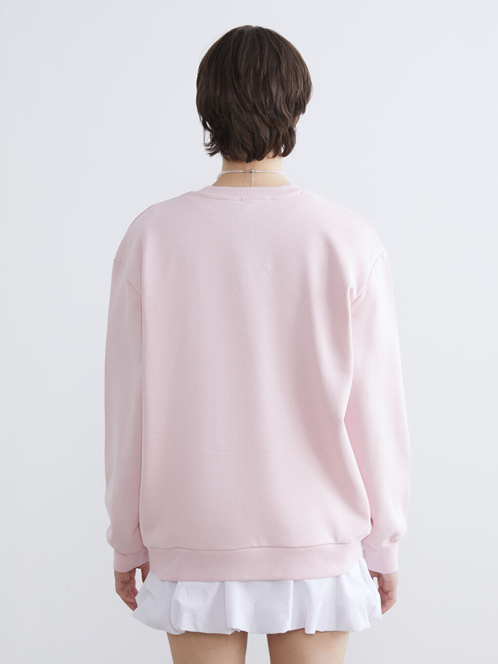 Pembe Hello Kitty Nakışlı Oversize Kadın Kalın Sweatshirt-3