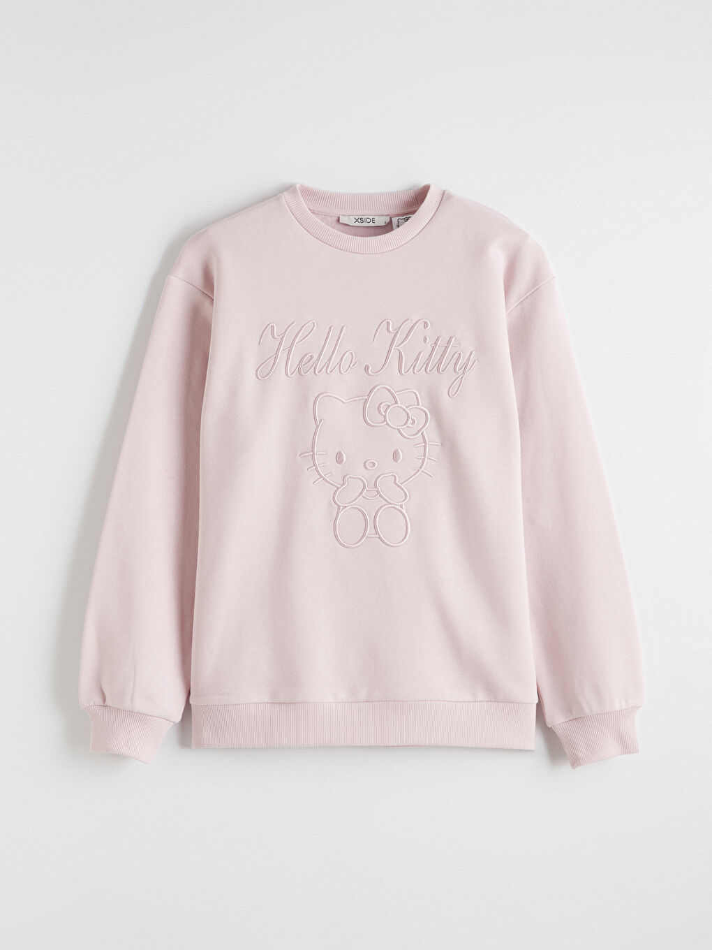 Pembe Hello Kitty Nakışlı Oversize Kadın Kalın Sweatshirt-4