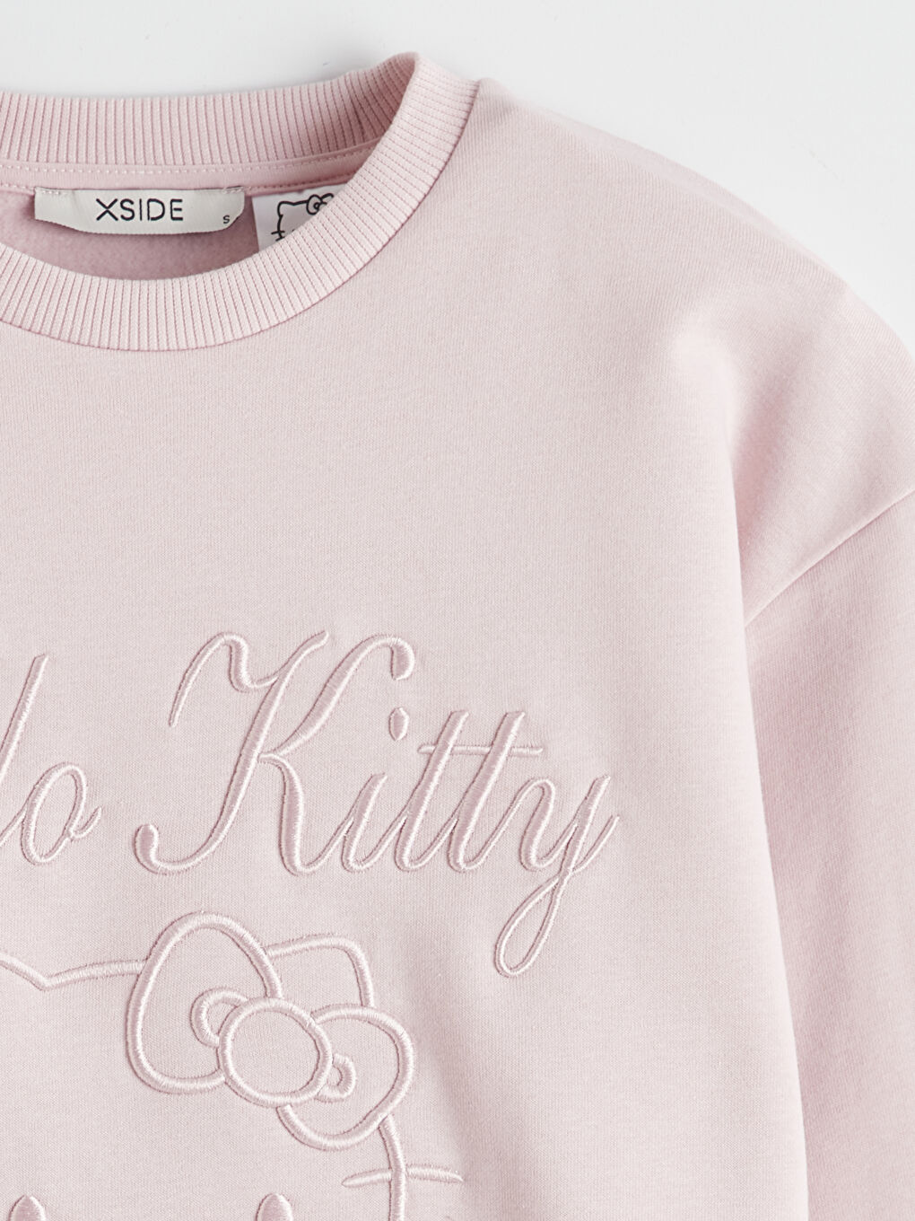 Pembe Hello Kitty Nakışlı Oversize Kadın Kalın Sweatshirt-6