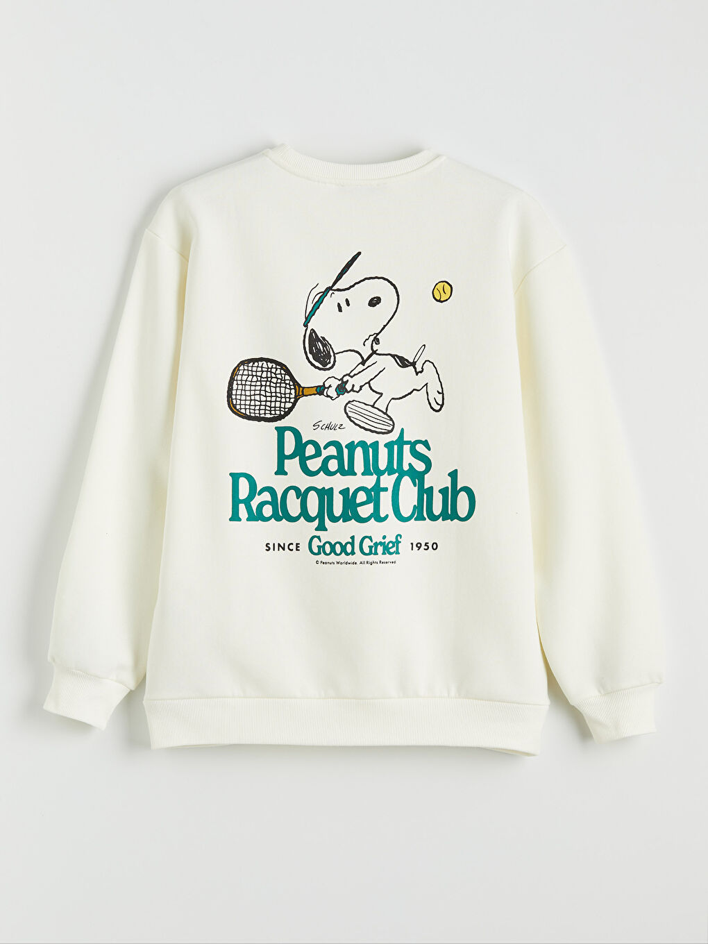 Bej Snoopy Baskılı Oversize Kadın Kalın Sweatshirt-5