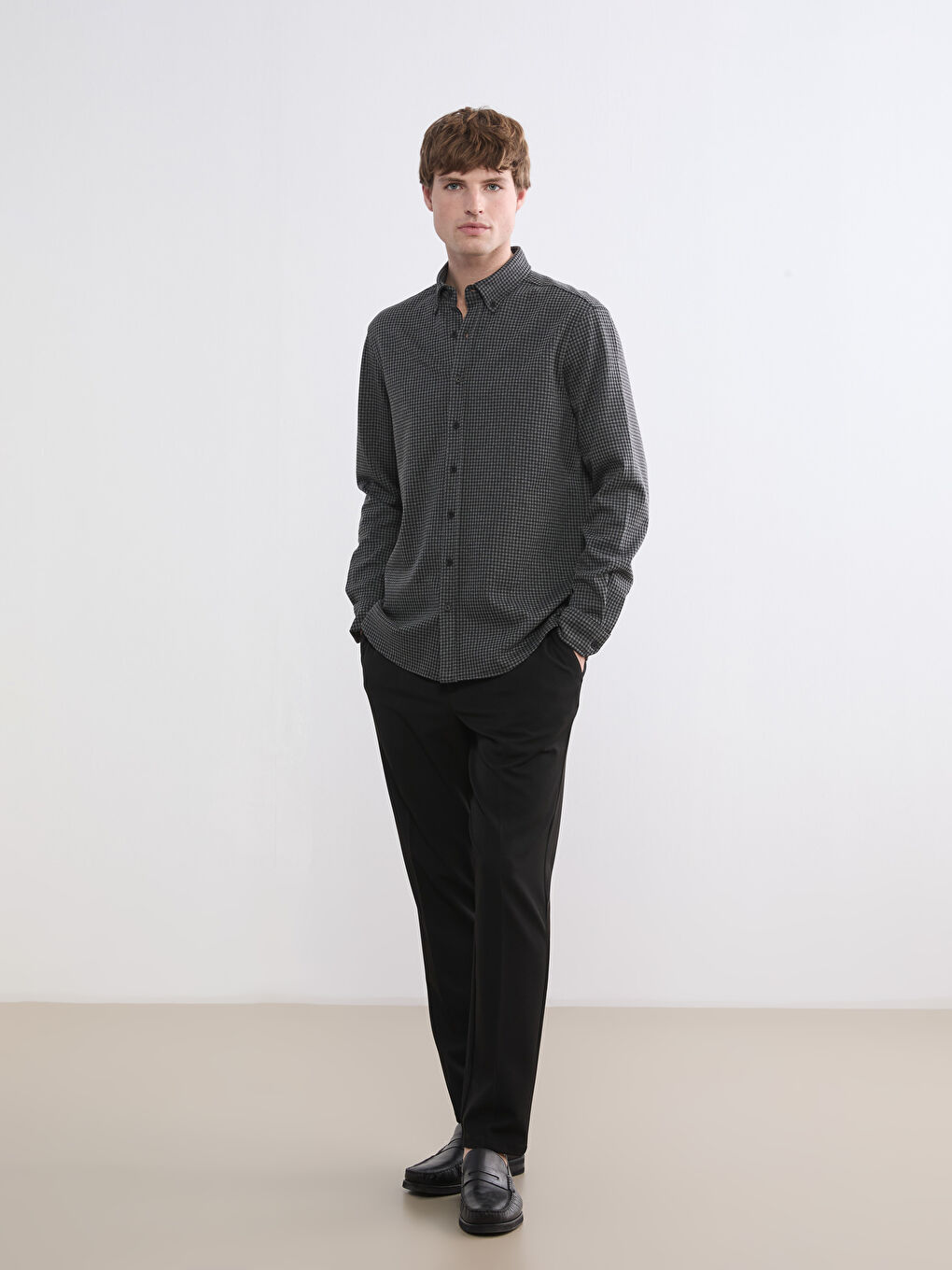 قميص انثراسايت / رمادي داكن رجل-1