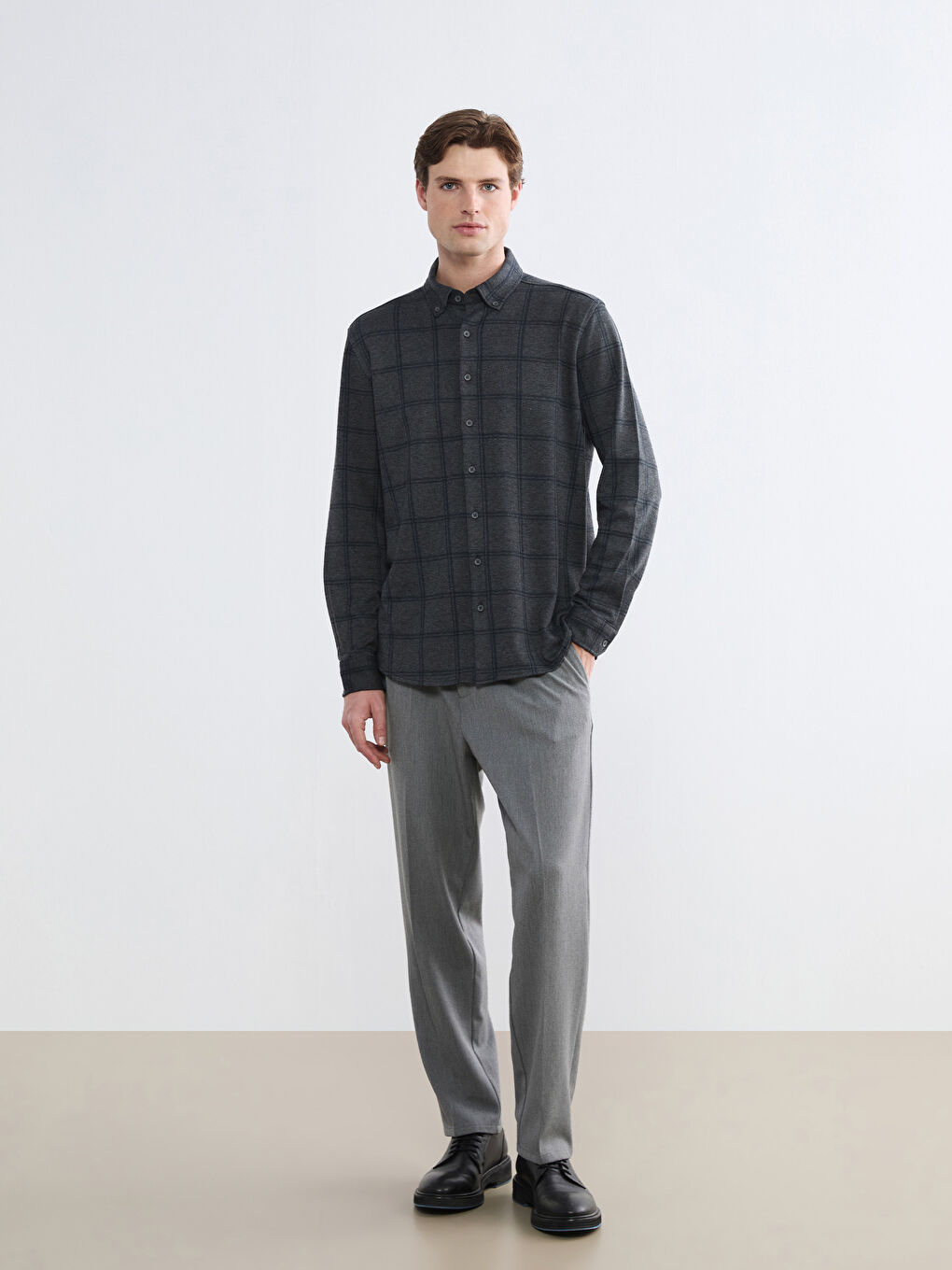 قميص رمادي رجل-1