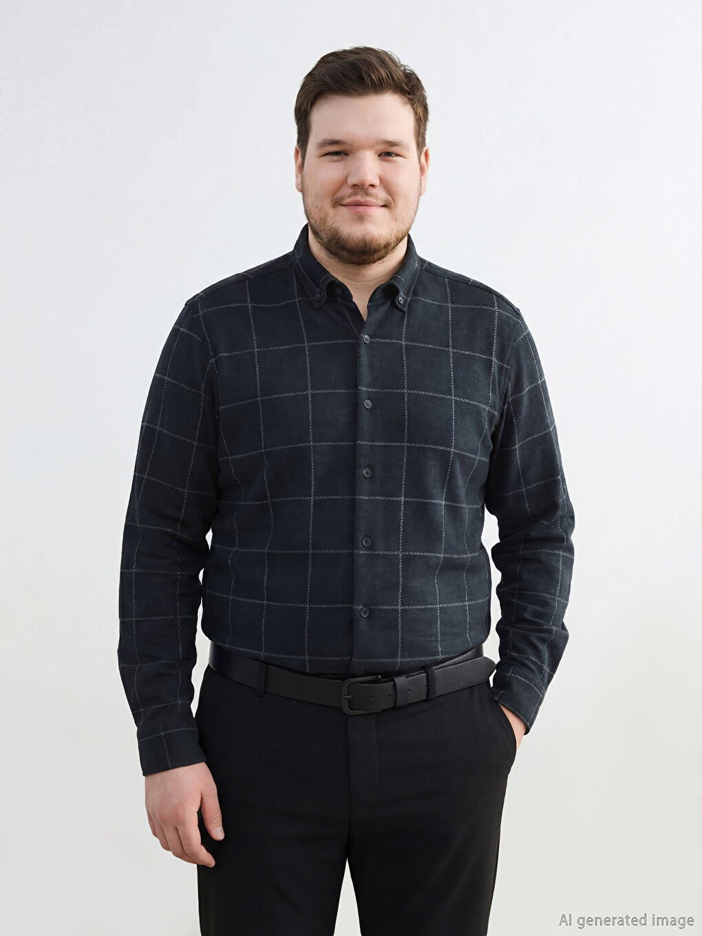 Lacivert Regular Fit Ekose Erkek Gömlek