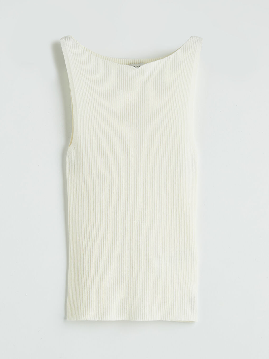 Ekru Kayık Yaka Fitilli Kadın Triko Kazak-2