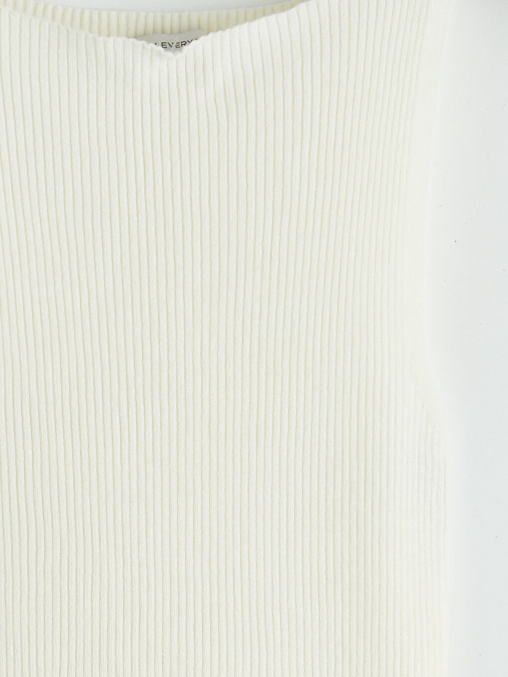 Ekru Kayık Yaka Fitilli Kadın Triko Kazak-3