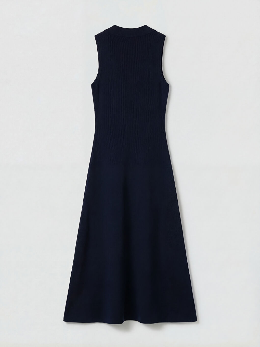 Lacivert Polo Yaka Bodycon Triko Elbise-1