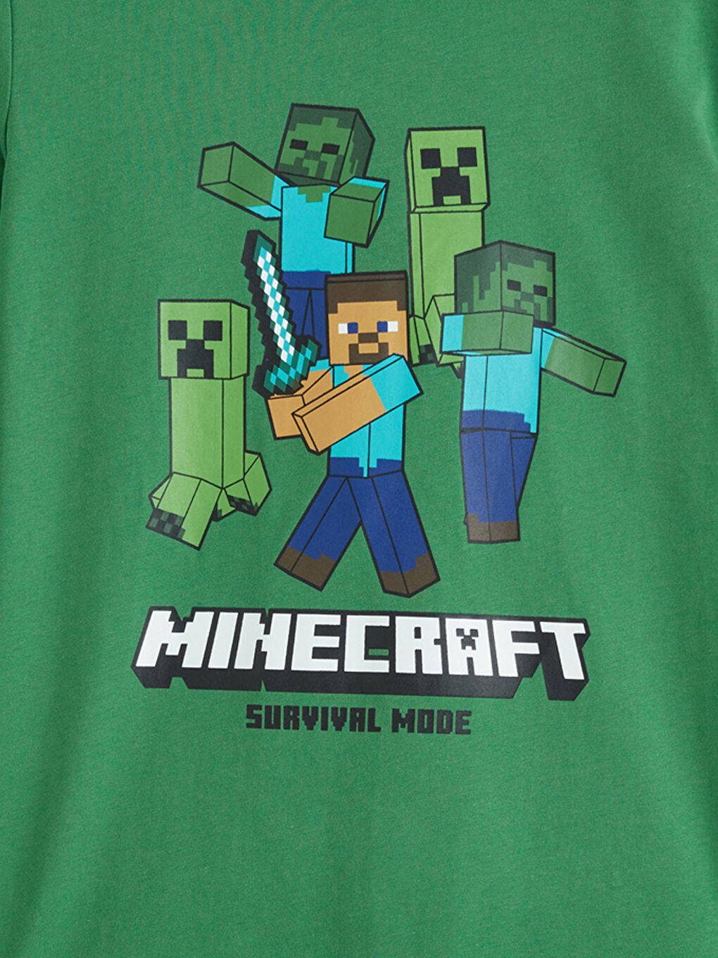 Yeşil Minecraft Baskılı Erkek Çocuk Pijama Üst-2