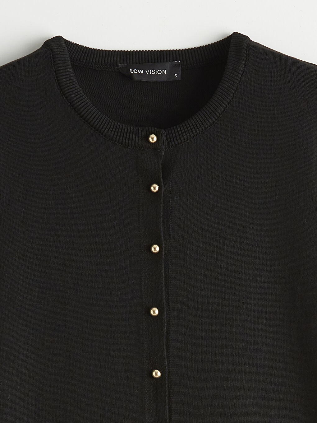 Siyah Bisiklet Yaka Kadın Triko Hırka-1