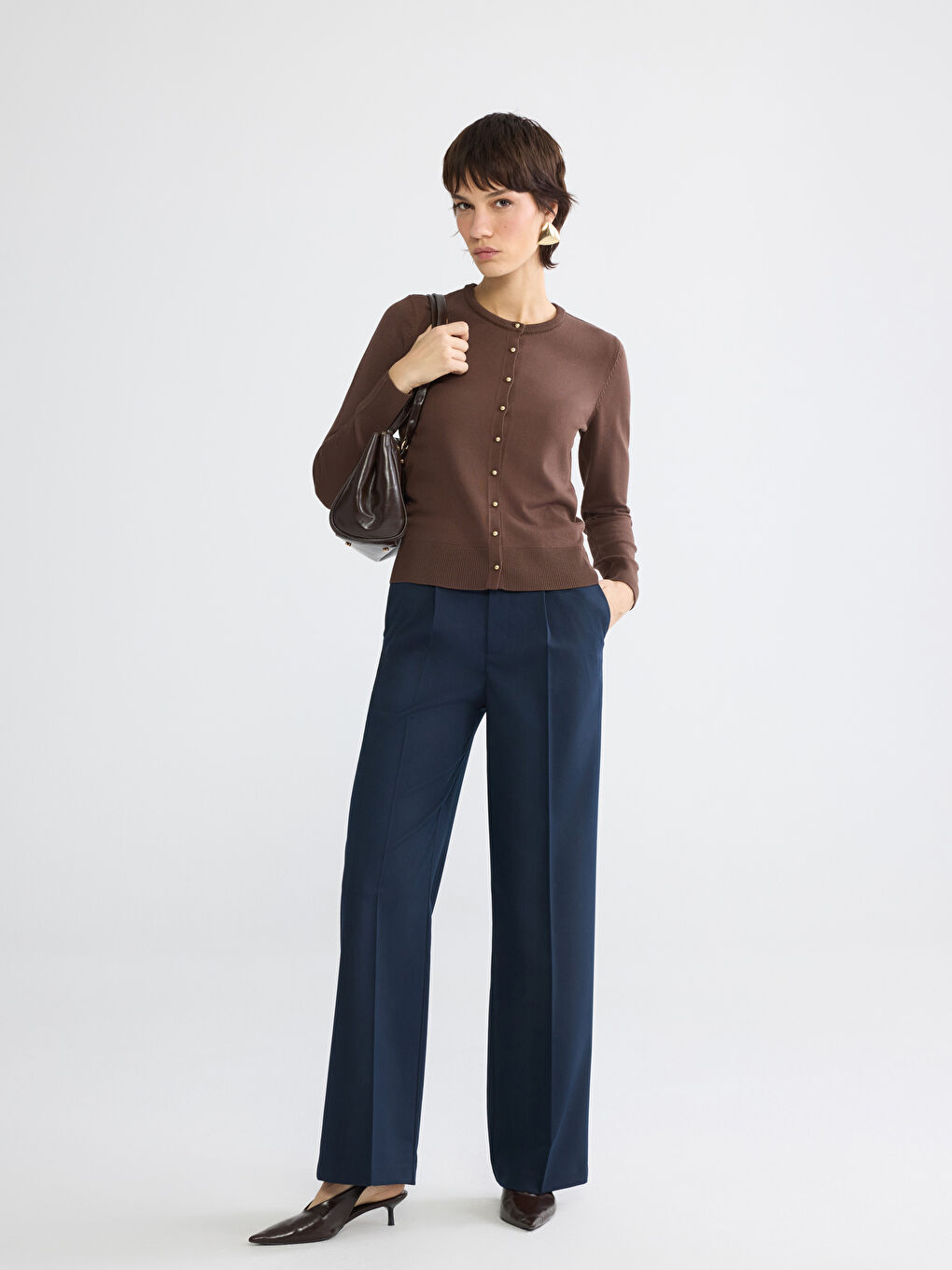 Woman BROWN Cardigan-1